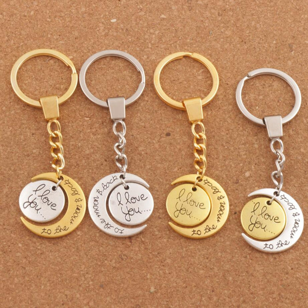 8Styles 3D Moon Key Chain I Love You To The Moon And Back Keychain Key Rings KC24 Hot sell Jewelry