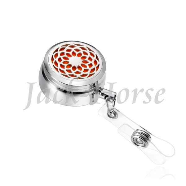 New fashion 6 kinds of hollow patterns 30mm stainless steel Essential Oil Diffuser Locket Badge Reel with Pads #mms