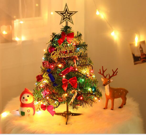 50cm Christmas package with lights, 50cm Christmas decoration desktop mini Christmas tree accessories