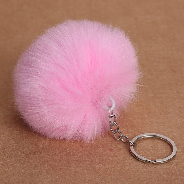 Fashion Ladies Keychain Fur Car Ornaments Simulation Plush Ball Keychain 8cm Imitation Rabbit Bag Keychain Pendant