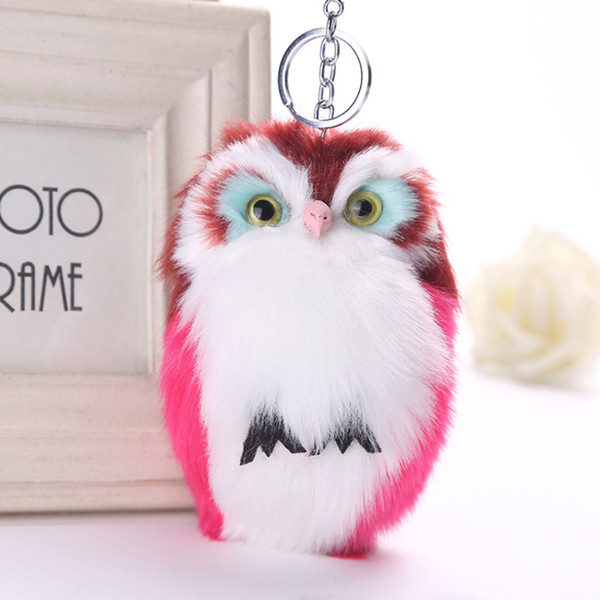 Fur Ball Key Chain Imitation Rabbit Hair Key Chain Owl Pendant Fur Ball Pendant Cute Animal Fur Bag Pendant