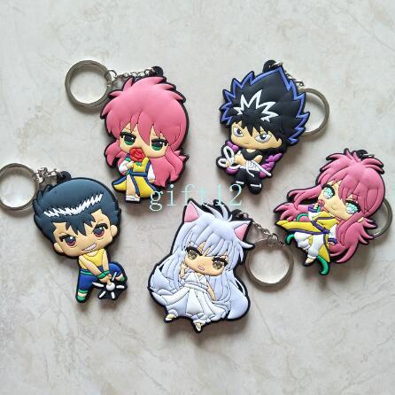 New Japanese anime Yu Yu Hakusho double-sided mixed PVC rubber key chain pendant gift pendant key ring collection gift L-60