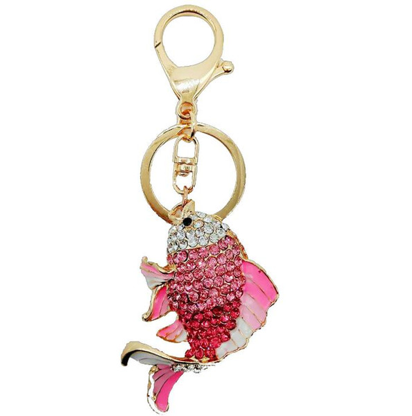 2019 Exquisite Enamel Crystal Fish Key Chains Holder Goldfish Bag Buckle HandBag Pendant For Car Keyrings KeyChains