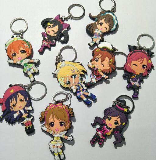 New Japanese anime LOVELIVE double-sided mixed PVC rubber key chain pendant gift pendant key ring collection gift L-33