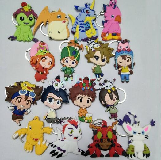 New Digimon anime double-sided mixed PVC rubber key chain pendant gift pendant key ring collection gift L-28