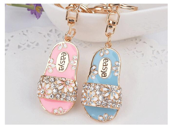 2019 New Fashion Hot Creative Slippers Shape Keychain Alloy Girls Bag Ornaments Key Chain Gifts For Couple Jewelry