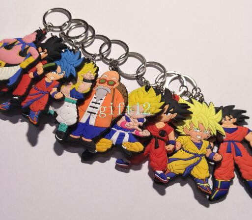 New Japanese anime Dragon Ball Saiyan Double Sided PVC Keychain Action Figure Pendant Keyring Collection Gift L-4