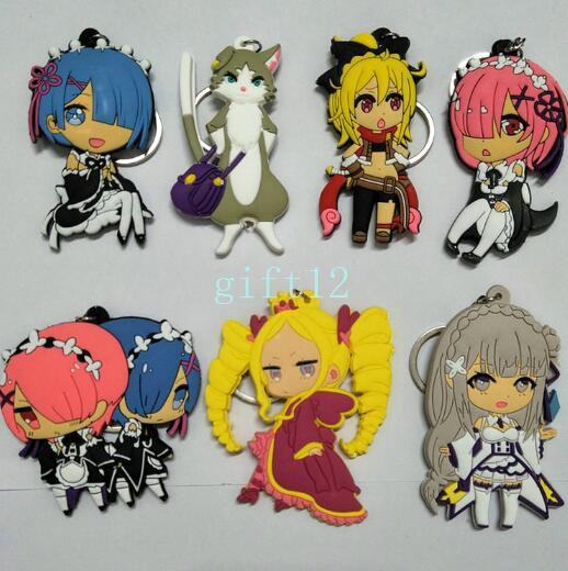 New Japanese anime Ram Rem double-sided mixed PVC rubber key chain pendant gift pendant key ring collection gift L-24