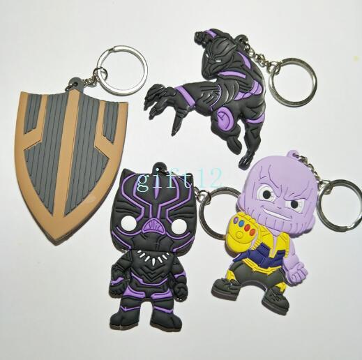 New Superhero Avengers Black Panther double-sided mixed PVC rubber key chain pendant gift pendant key ring collection gift L-19