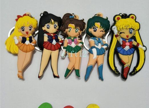 New Japanese anime Sailor Moon double-sided mixed PVC rubber key chain pendant gift pendant key ring promotional collection gift L-17