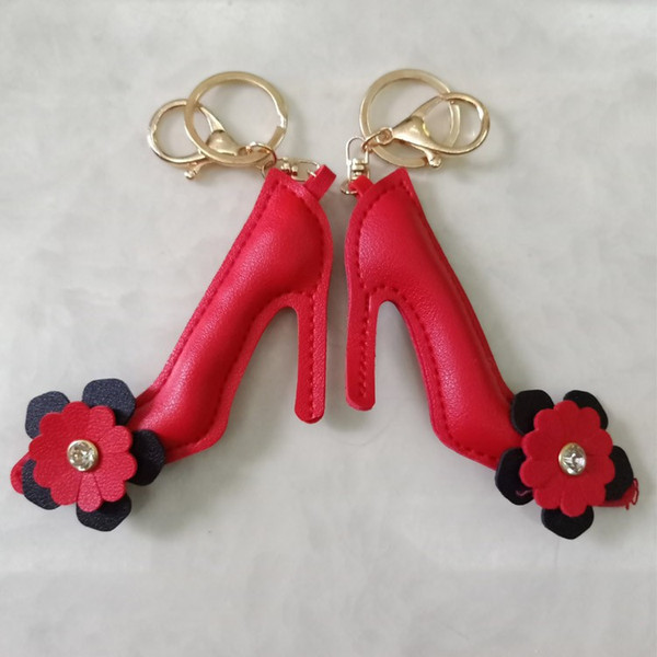 In STOCK! Free DHL Handmade Red High Heels Keychain Women Bag Charms Keychain Purse Pendant Cars Holder Mini Shoe Key Ring Buckle Hanging