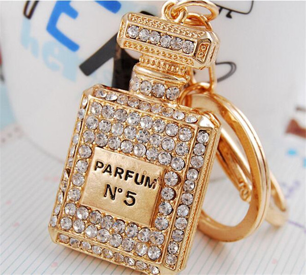 200pcs crystal N5 perfume bottle keychains women bags pendants key chain key rings fashion statement jewelry Christmas gift J107