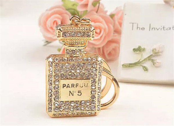 crystal N5 perfume bottle keychains women bags pendants key chain key rings fashion statement jewelry Christmas gift J107