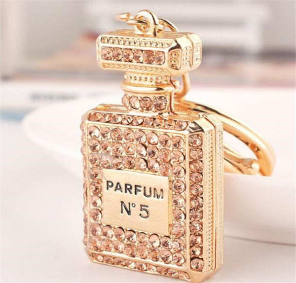 50pcs crystal N5 perfume bottle keychains women bags pendants key chain key rings fashion statement jewelry Christmas gift J107