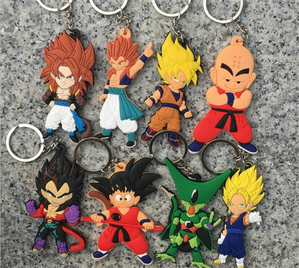 Anime Dragon Ball Monkey Keychain Son Goku Super Saiyan Silicone PVC Keychain action figure pendant Keyring Collection toy J099