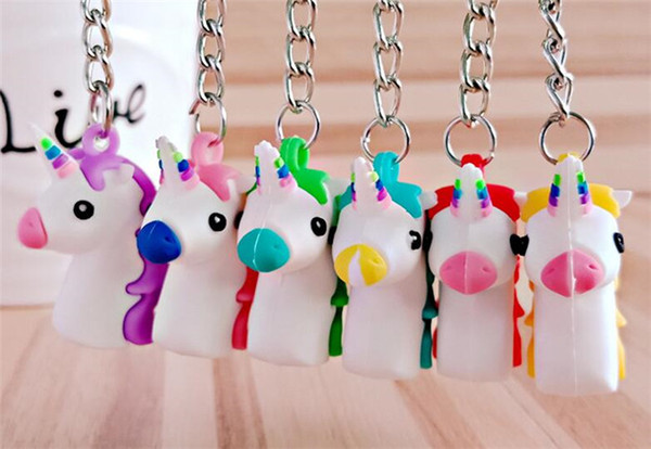 500pcs Fashion 3D Unicorn Keychain Soft PVC Horse Pony Unicorn Key Ring Chains Bag Hangs Fashion Accessories Toy Gifts J082