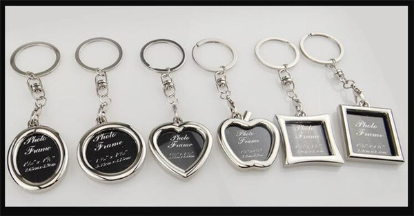 5000pcs Photo Frame Round Heart Apple Oval Rhombus Shape Metal Alloy Keychain Key Chain Keyring Car Keychains Couples Keyring Gift J039