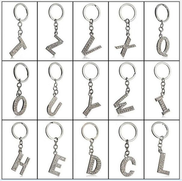 500pcs DIY letter keychian 26 English letters with rhinestone keychain wedding favors keychain J121