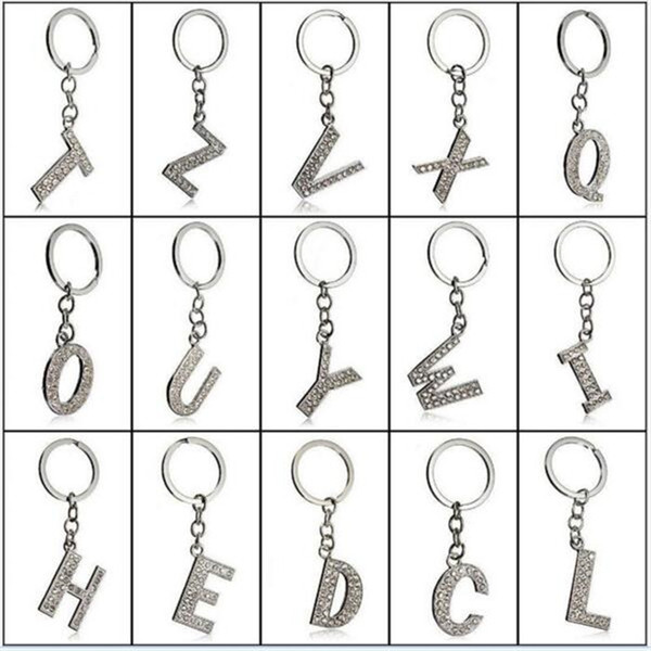 1000pcs DIY letter keychian 26 English letters with rhinestone keychain wedding favors keychain J121