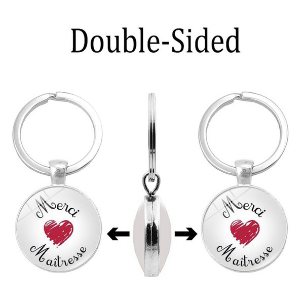 2019 Cross-border new accessories Teacher's Day gift time gem double-sided keychain Key ring alloy pendant jewelry