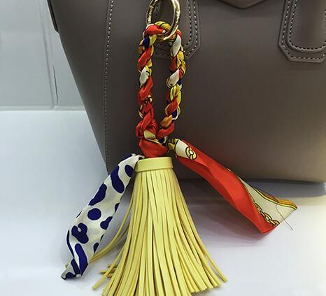 Spring/summer fashion joker silk fringed bag hang creative car key chain key ring pendant female bag accessories