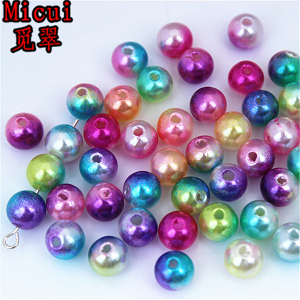 Micui 300pcs 8mm multicolor Round Shape Imitation Pearls Beads Crafts Decoration for DIY Bracelets Necklaces clothing Crafts decorate ZZ745