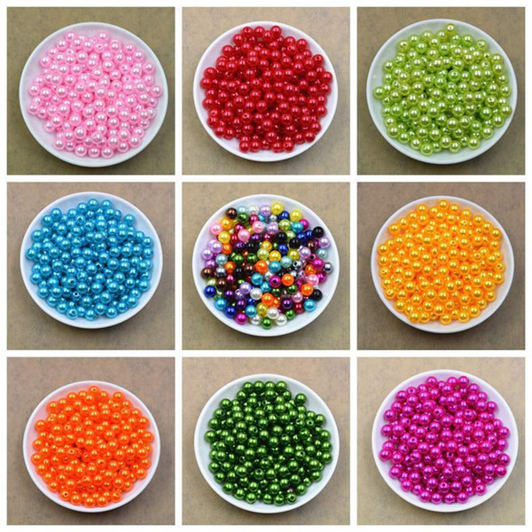 500pcs/lot Size 8mm 20 Colors Straight Hole Round Beadst ABS Plastic Ball Imitation Pearl Bead For Kid DIY Jewelry Accessories