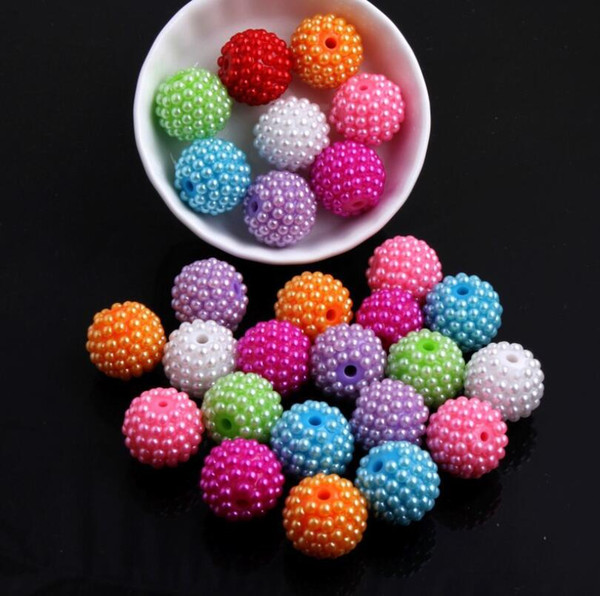 Wholesale Size 10MM Loose ABS Pearl Ball Beads DIY Fashion Colorful Pearl Rhinestone Ball Beads For Jewelry Making Loose Chunky Beads