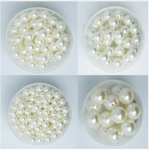 4-20mm Size Cabochon White Ivoy Color Pearl Imitation ABS Beads Round Loose Beads for Jewelry Marking DIY Earrings Bracelet