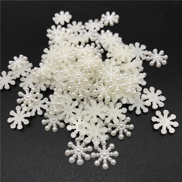 500pcs 12MM White Snowflake Beads Craft ABS Imitation Pearls Flatback For Scrapbooking/Phone Wedding And Garment Decoration Accessories