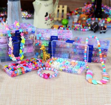 On Sale!!! DIY Bracelet Plastic Acrylic Bead Kit Accessories ,Mixed Kids Beads with Box, Beads for Children