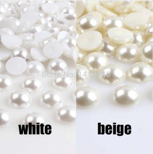 Free Shipping 3/4/6/8/10/12mm WHITE/Beige Half Round Pearl Flatback cabochons beads for Scrapbook Craft 3mm ABS BMZZB03m