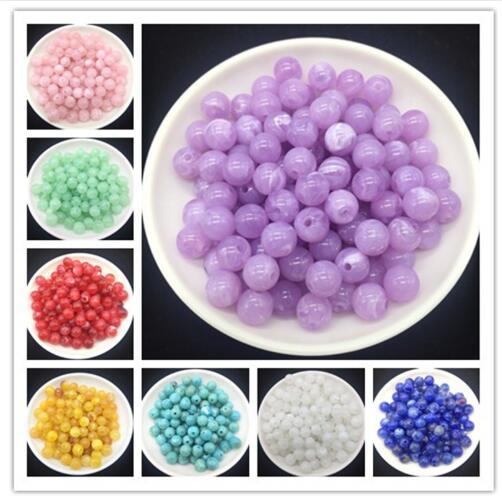 Wholesale 6 mm Acrylic Clouds Beads Effect Round BEADS Spacer Loose Beads Craft DIY many colors