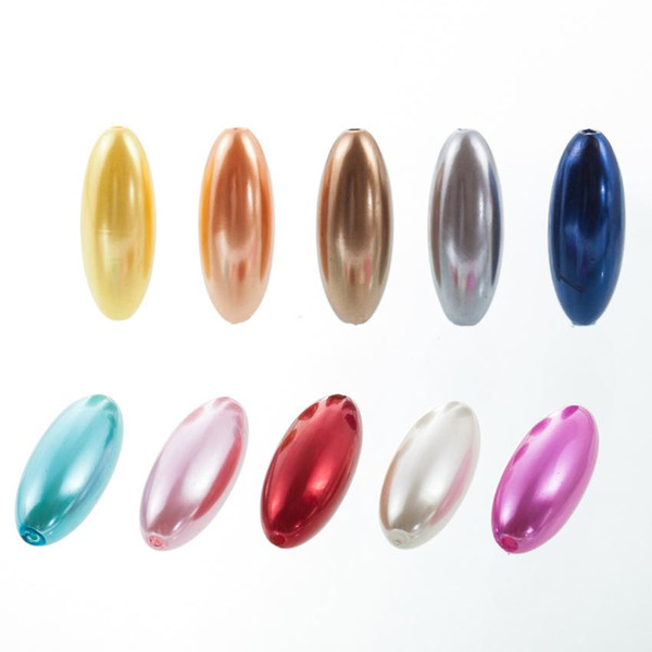 Wholesale Jewelry Mixed Colors ABS Acrylic Imitation Pearl Beads for DIY Craft Necklace Bracelet Making Horse eye Shape 12*30mm AS07