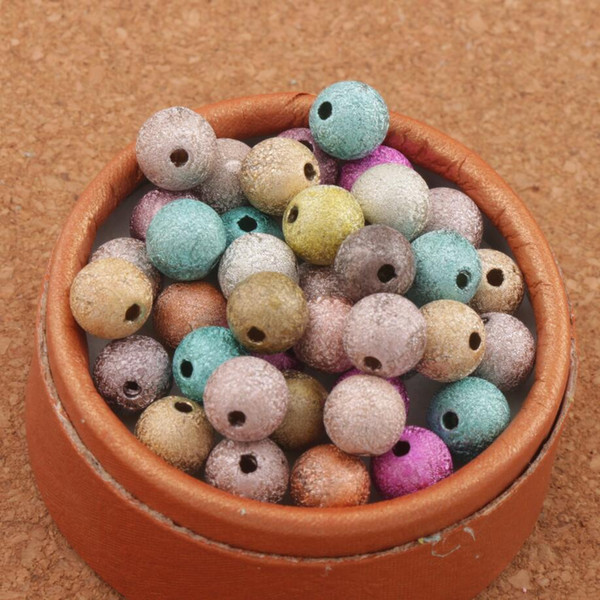 800Pcslot Mixed Colorful Stardust Round Beads 8mm Hot sell Acrylic IN STOCK Acrylic, Plastic, Lucite Loose Beads L3042