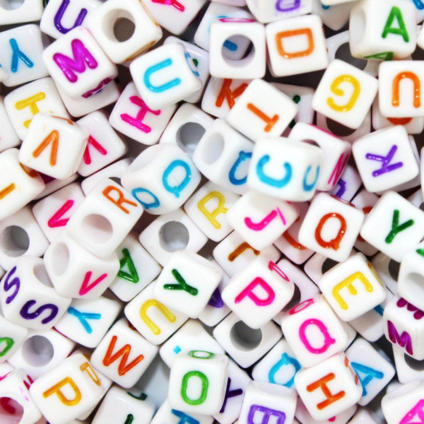 100pcs/lot 6 8 10mm White Different Alphabet Beads Acrylic Colorful Letters Beads For Children Education DIY Jewelry Bracelet