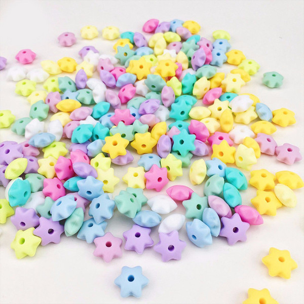 Mini Hexagram Star Silicone Beads 10mm Baby Teething Chewable Loose Beads DIY Nursing Necklace Pacifier Accessory Food Grade Silicone