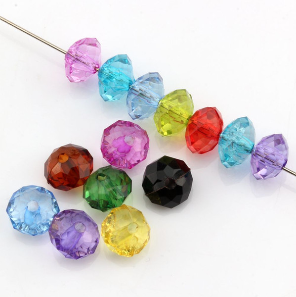 Hot ! 500pcs/lots Mix Color Acrylic Transparent Faceted Spacer Beads 10MM DIY Accessories For beaded bracelet