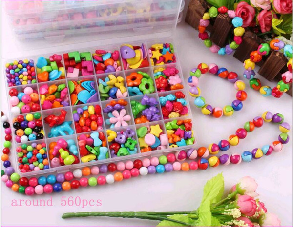 Girls Variety Acrylic Beads for Children Kids Bracelets Necklace DIY Beaded Jewelry Making Colorful Beads for Sale Box