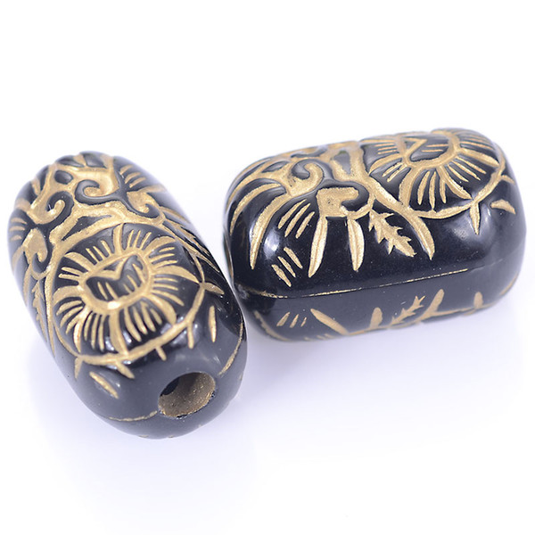 Wholesale Fluted Corrugated Oval Plating Acrylic Antique Design Spacer Beads For Diy Handmade Jewelry Making Accessories