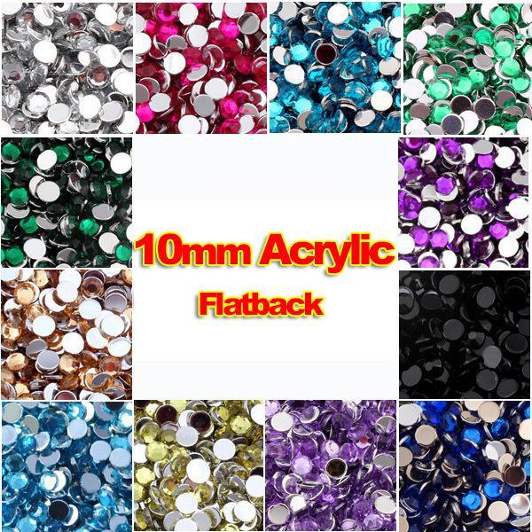 Wholesale - 10mm Clear Round Acrylic Rhinestone Flatback Strass Crystal Stones For Clothing Dress Crafts Decorations A