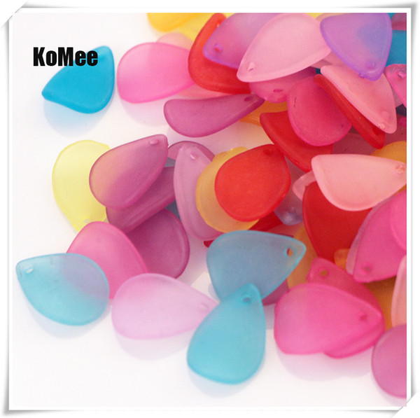 Acrylic Leaves Beads Petals Beads Wholesale 500pcs/lot 12*17mm Random Mixed Colorful Jewelry Findings Spacer Beads Frosted Jewelry Accessory