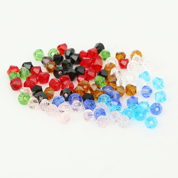 100pcs 4mm Bicone Austria Crystal Beads Glass Beads Loose Spacer Bead for DIY Charm Jewelry Making