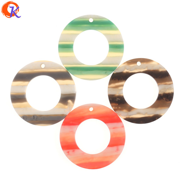 wholesale 50Pcs 35MM Jewelry Making/Acrylic Beads/Rubber Stripe Effect/Geometry Ring Shape/DIY Accessories/Earring Findings