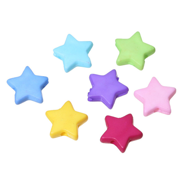 Doreen Box hot- 500PCs Mixed Star Acrylic Spacer Beads For DIY Jewelry Making 9x9mm(3/8