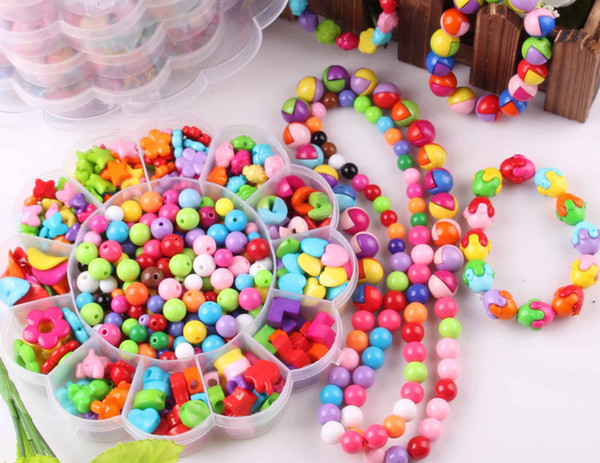 DIY Bracelet Necklace Accessory Candy Acrylic Round Seed Beads With 13 Slots Flower Box Fit Jewelry For Children Handcraft Bands Gift