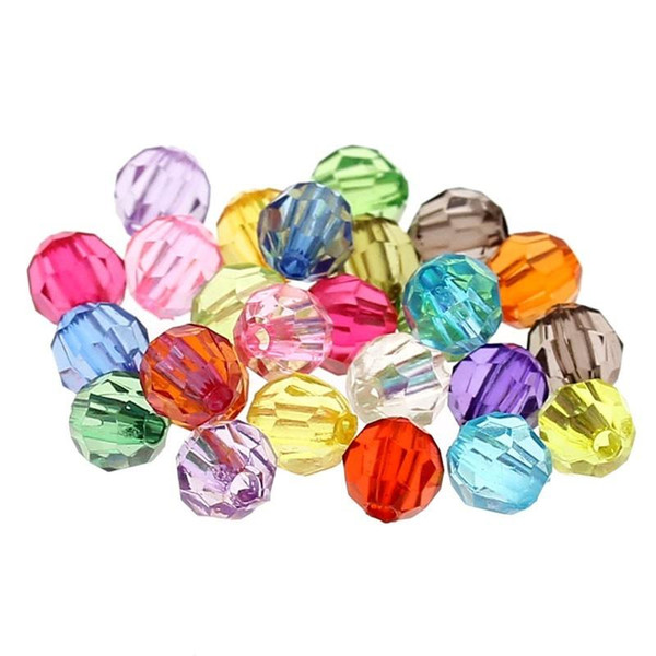 500PCs Mixed Acrylic Faceted Round Spacer Beads 6mm(2/8