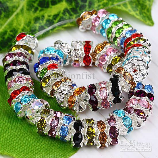 Mix Colors 8mm CZ Crystal Wave Rondelle Spacer Balls Beads 925 Silver Beads Ball Jewelry 1000pcs/lot