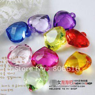 22MM (150Pcs Mixed Color) Heart Acrylic Beads Plastic Pendants Jewelry Accessories Findings