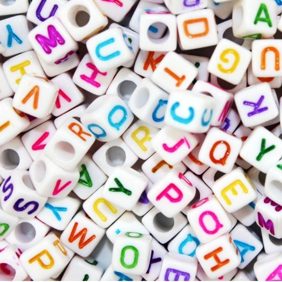 acrylic black color letter word beads DIY accessories children's early education square letter bead 6/7/8/10 mm 100 packages